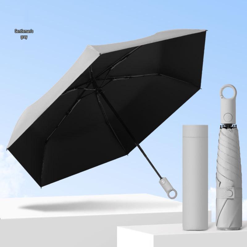Fully Automatic Five-Fold Umbrella with Black Glue Sunscreen, UV Protection, and Dual-Use for Rain or Shine