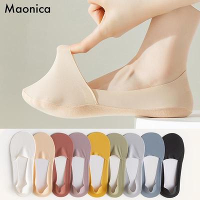 Calzini da barca in seta di ghiaccio Calzini antiscivolo sottili primavera estate da donna Calzini con fondo in cotone Tacchi alti Calzini invisibili con bocca poco profonda