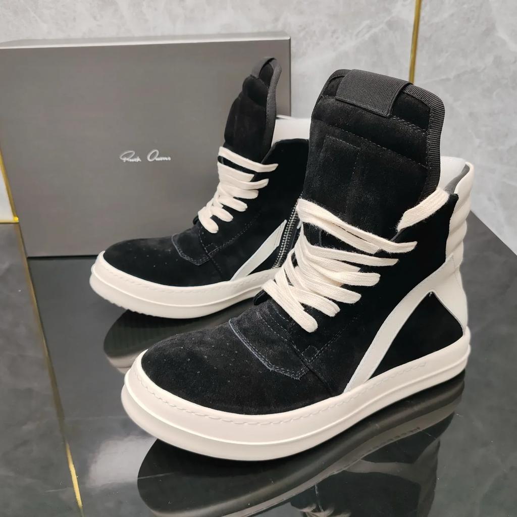 Pantofi de designer NOU Ro Negru Mat Triunghi Inversat High-top Retro Britanic pentru Bărbați Pantofi Joker pentru Cuplu Mic Esențial.