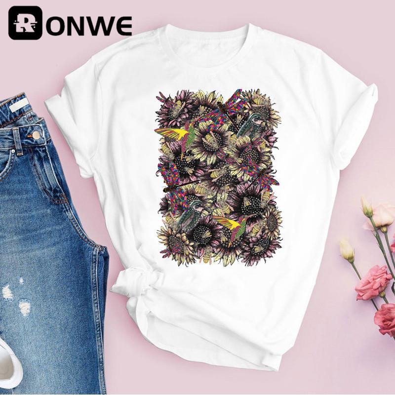 Women Graphic Flower Floral 3D Print T-shirt Girl Funny 90S Print Tops Tee Drop Shipping T-Shirts