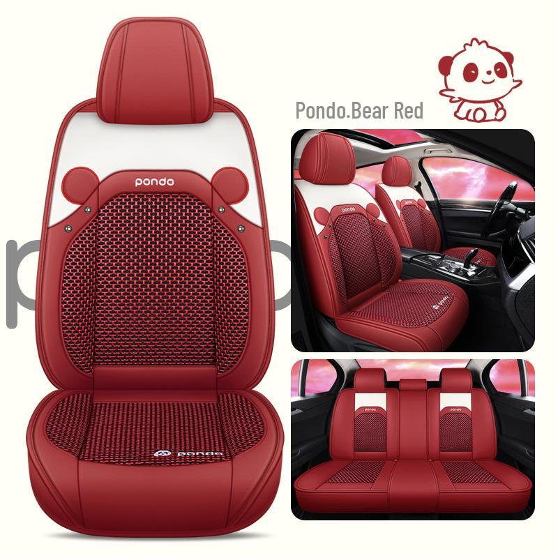 2022 New Cartoon Leather Ice Silk Car Seat Cushion Set, Four Seasons