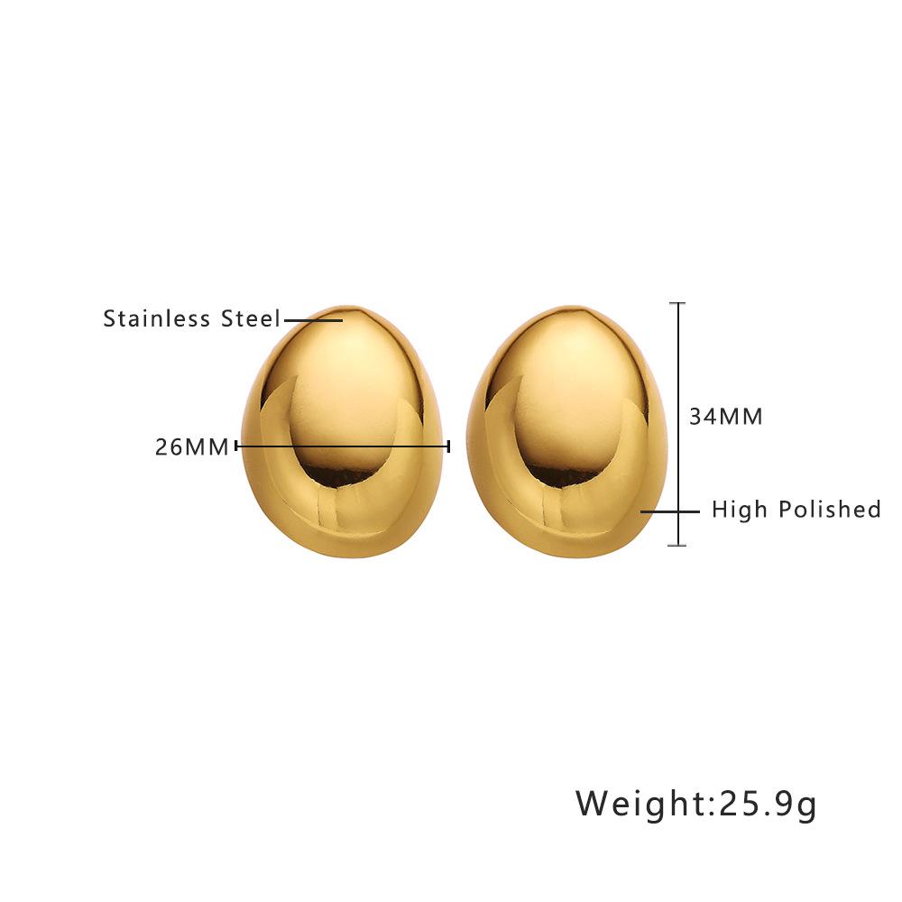 18K Gold-Plated Stainless Steel Geometric Oval Stud Earrings