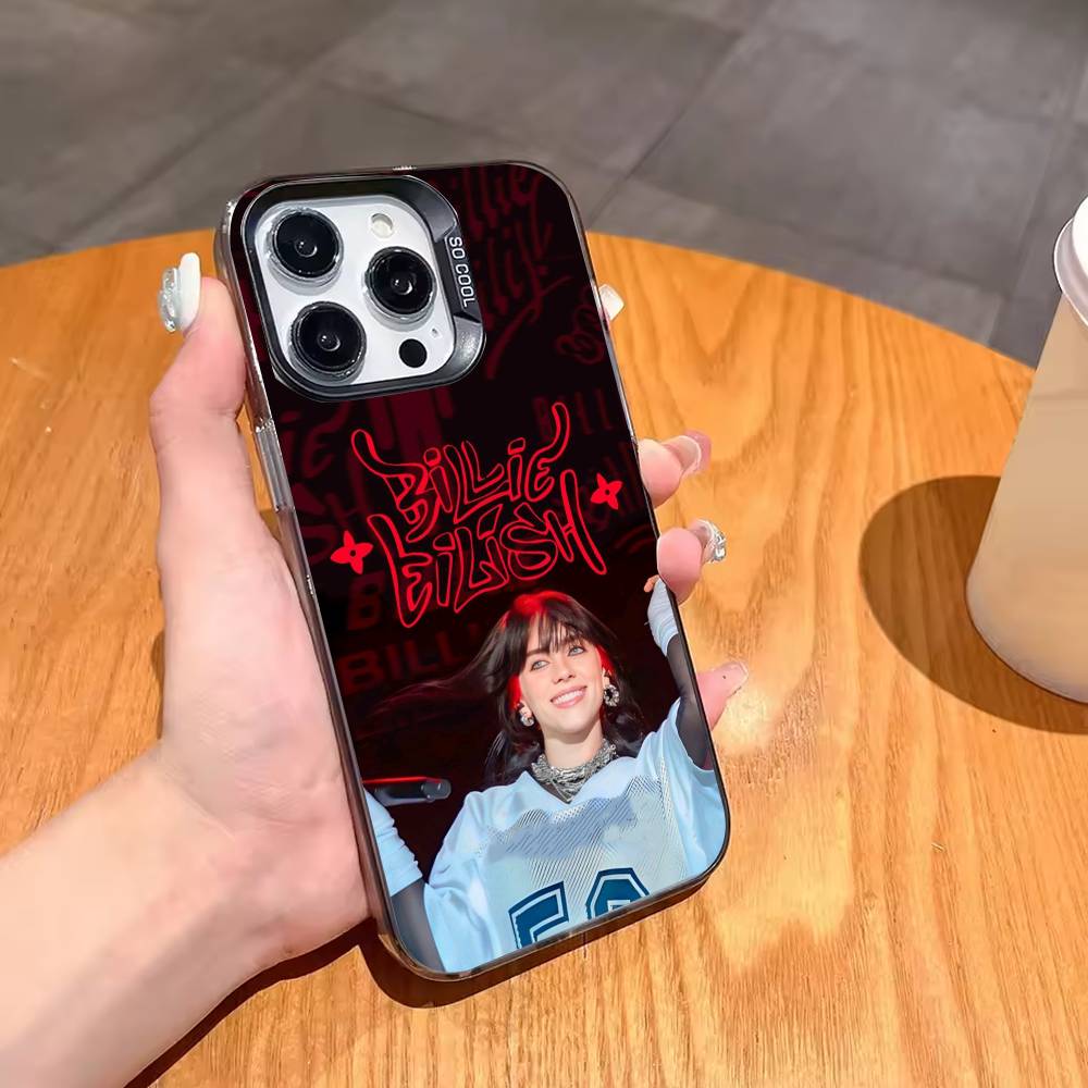 Lovely B-Billie Eilish Singer Phone Case For iPhone17,16,15,14,13,12,11,Pro,MAX White Matte Shockproof Cover