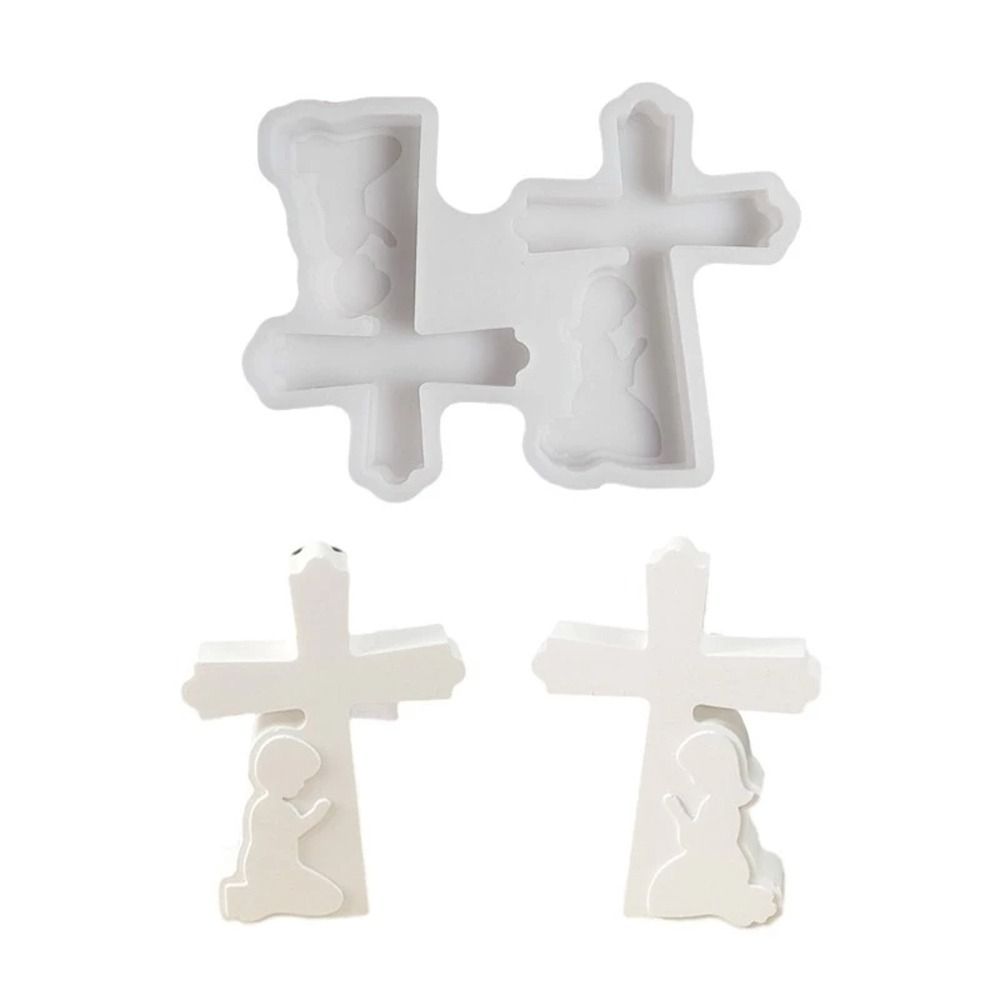3D Boy Girl Cement Molds Handmade Cement Concrete Molds Cross Silicone Mold Home Table Decoration