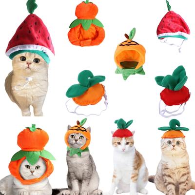 5 Cute Cat Hats, Cute Clothing, Vegetable and Fruit Hats with Ears, Fun and Suitable for Cats and Small Dogs, Kittens and Puppie