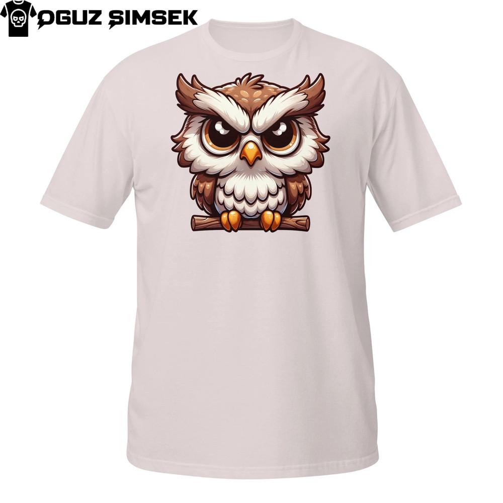 Angry Owl T-Shirt – Funny Grumpy Cartoon Bird Graphic Tee