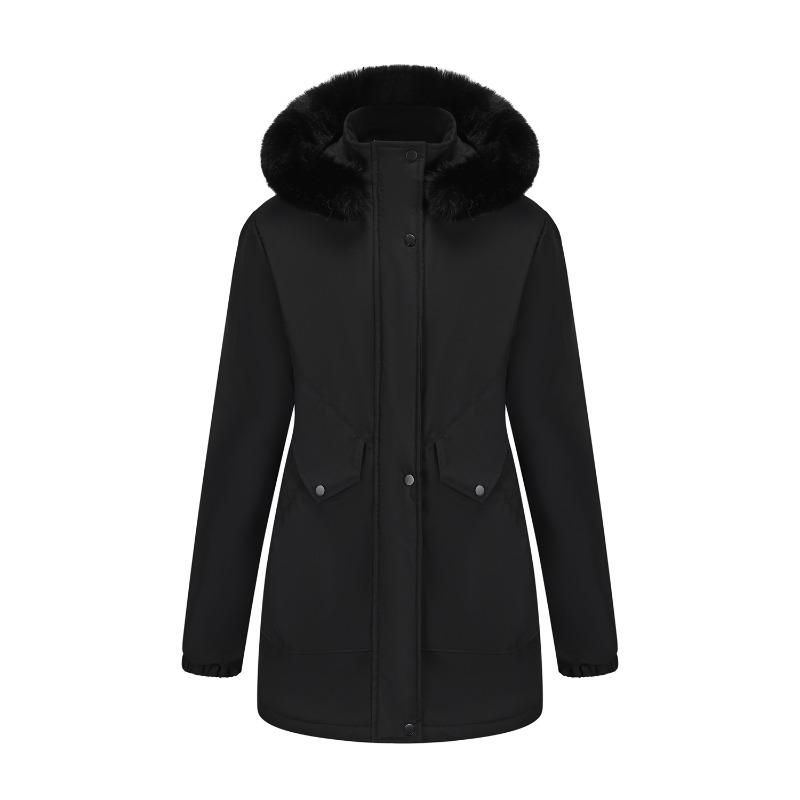 Winter Coat Women 2025 Long Plush Fur Collar Fleece Lined Parka Jacket Korean Style