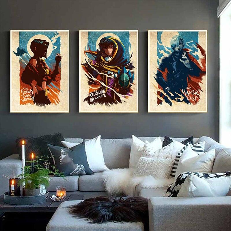 One Punch Man JoJo's Bizarre Adventure Art Painting Pictures for Bar Cafe Home Decor White Paper Room Decoration Anime Posters