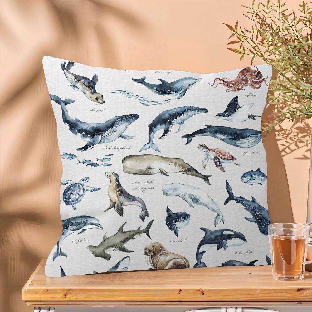 

Rays Octopus Whale Shark Marine Animal Pillow Gift Home Office Decoration Bedroom Sofa Car Cushion Cover case x 30x30 cm