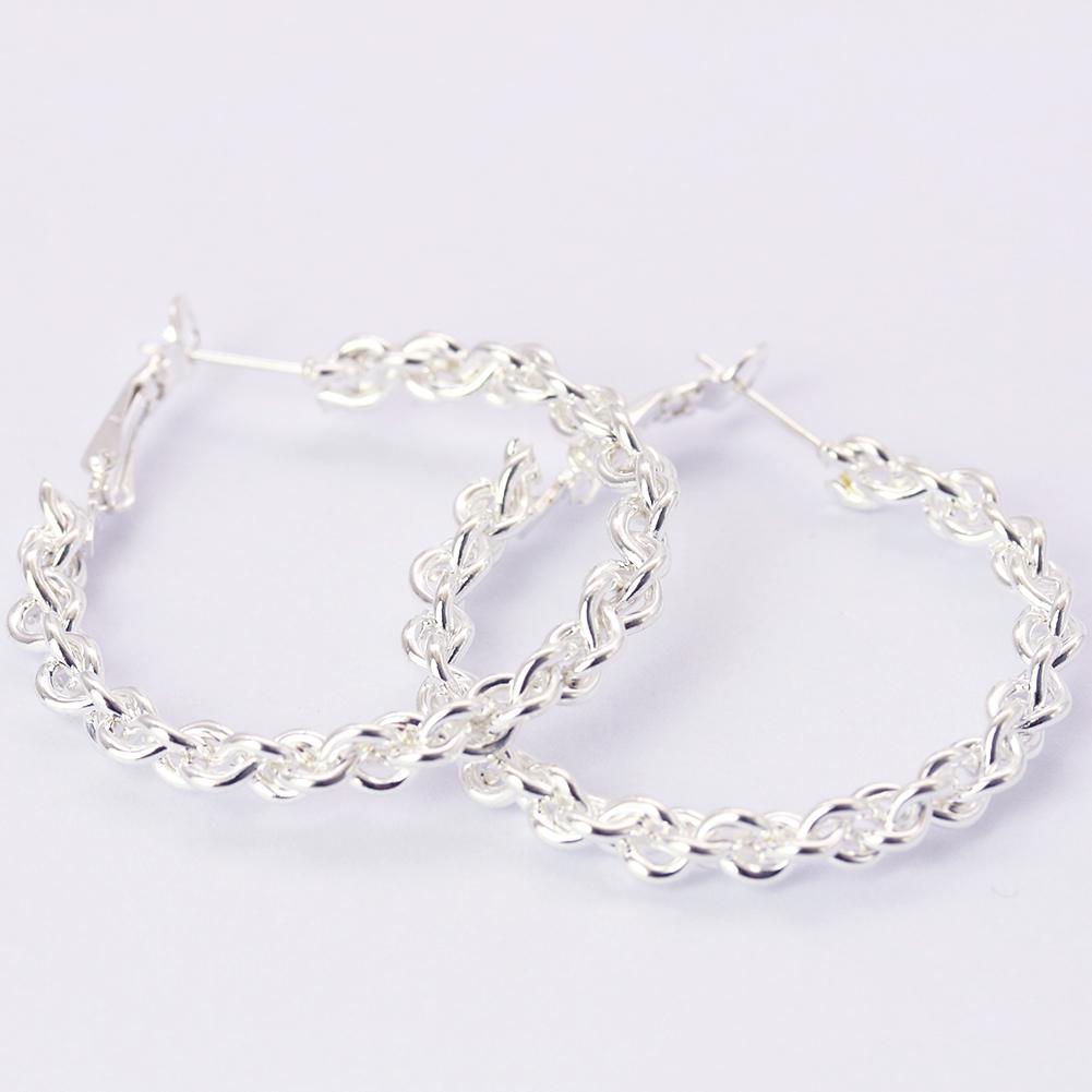 Luxus Damen Schmuck Silber Farbe Runde Kreis Creolen