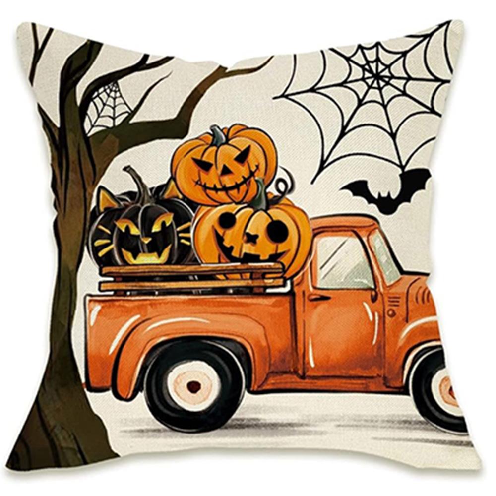 Spooky Halloween Pillow Covers Trick Or Treat, Happy Halloween, And Pumpkin Designs Sofa Cushion Cover