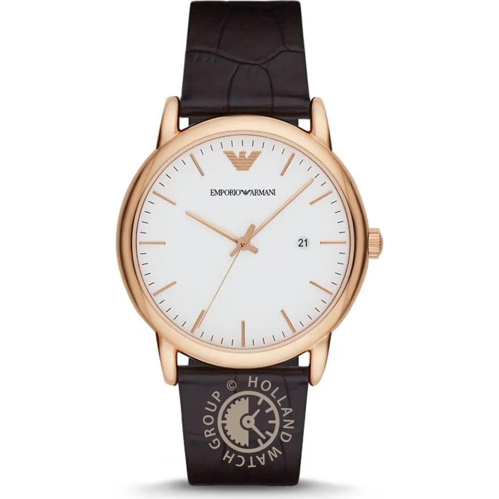 Emporio Armani Luigi Slim White Brown Leather Men s Quartz Watch AR2502 белый