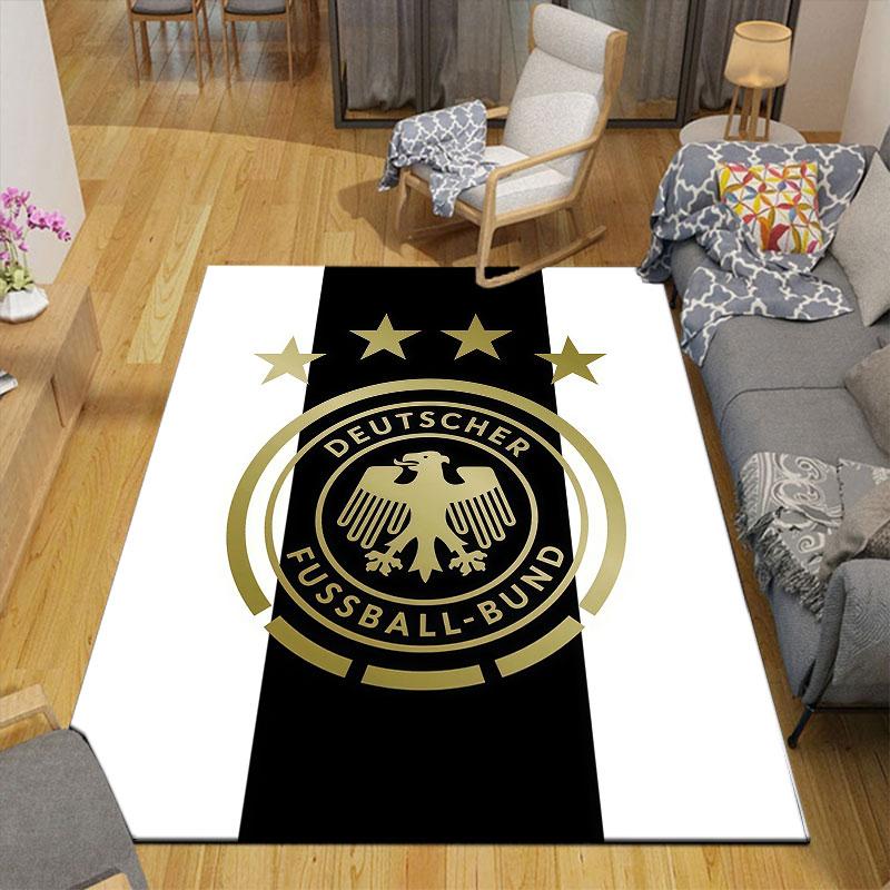 German Football Association Flannel Printed Carpet, Home Sofa Decoration for Living Room & Bedroom, Non‑Slip Play Flannel Floor Mat for Game Room
