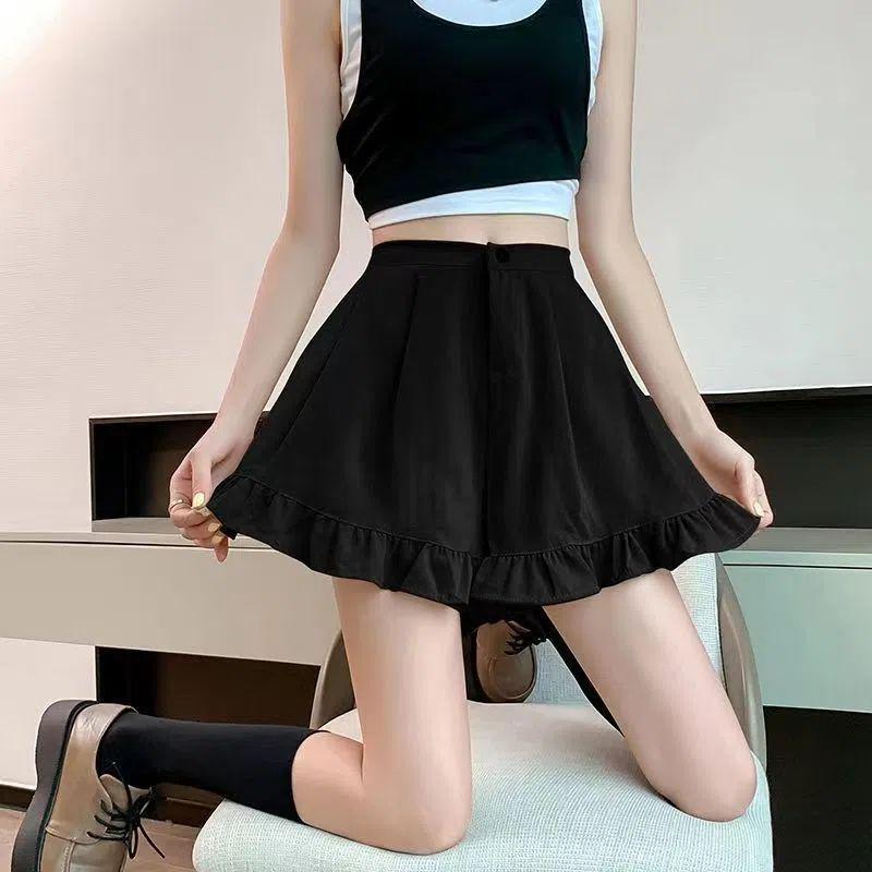 Women s Khaki Pleated A-Line High-Waisted Wide-Leg Summer Pants S Recommended 80-90 Jin