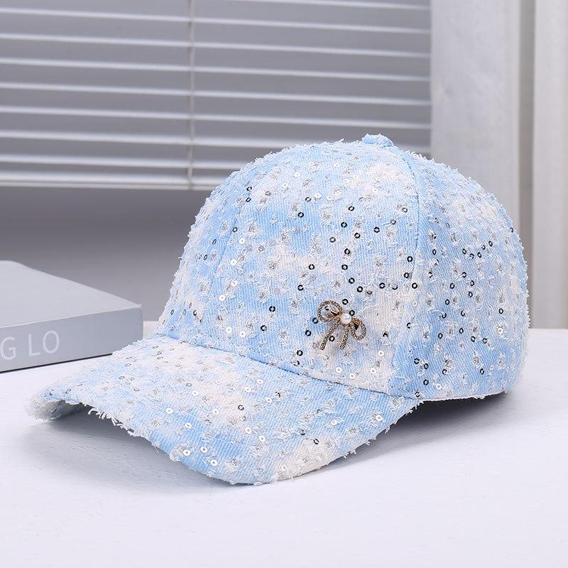 Spring and summer new fashion niche sequins old hole design baseball cap outdoor street racket travel sunshade sunscreen cap