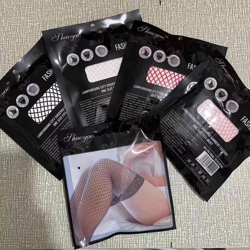 Over-Knee Net Socks, Black Stockings, Sexy Women'S Thin Mood Fishnet Socks, Medium Tube Stockings, Half-Fun Lace Summer