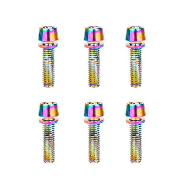 6Pcs M5X18Mm Mountain Bike Stem Bolts Titanium Plated Allen Hex Head Bike Stem Screws With Washers Handlebar Bolt Plating