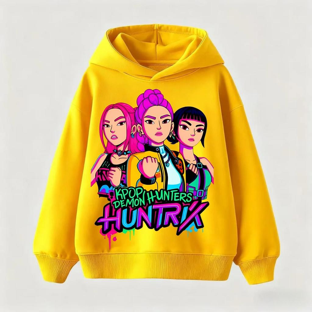 KPOP Witch Hunt Boys and Girls Youth Spring and Autumn Hooded Sports Shirt Children's Casual Fashion Thin Sports Shirt