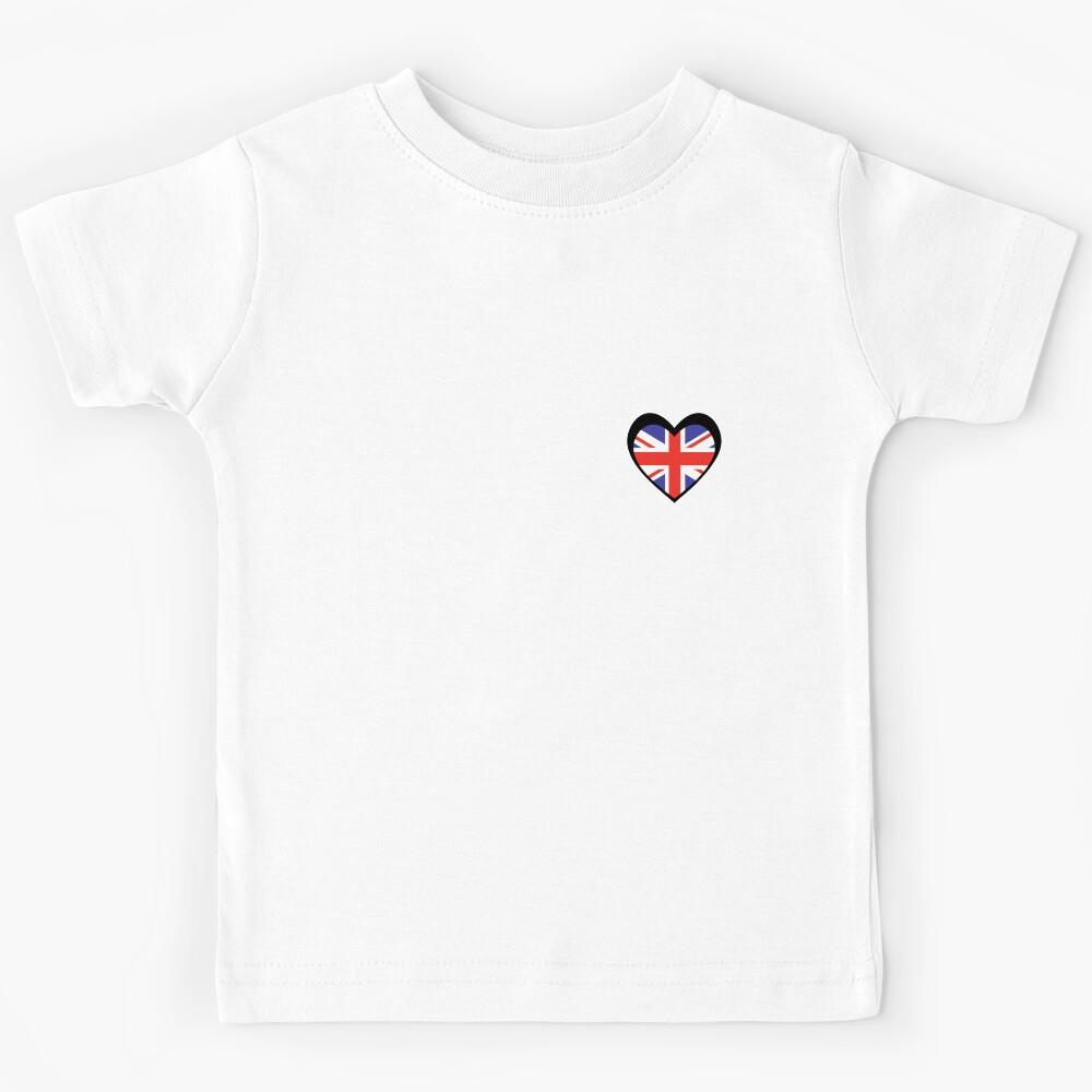 Black Heart United Kingdom Flag Kids T-Shirt 160