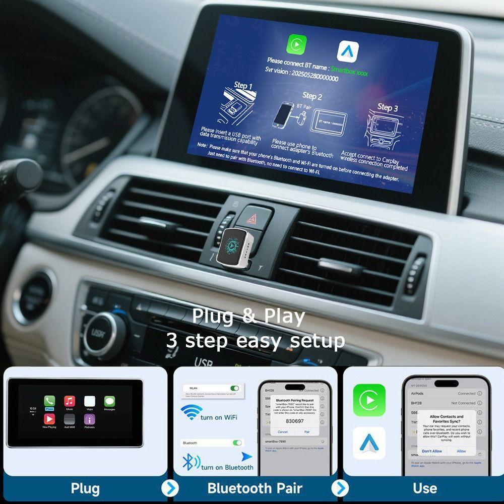 Aluminum Alloy Wired To Wireless 2 In 1 Box Colorful Ambient Lights Plug&Play Auto Adapter For CarPlay&Android