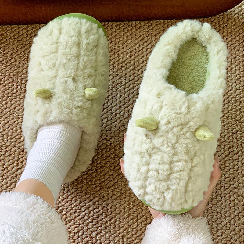 Cotton Slippers Women's Winter New Confinement Indoor Home Couple Warm Thick Bottom Outer Wear Plush Cotton Slippers