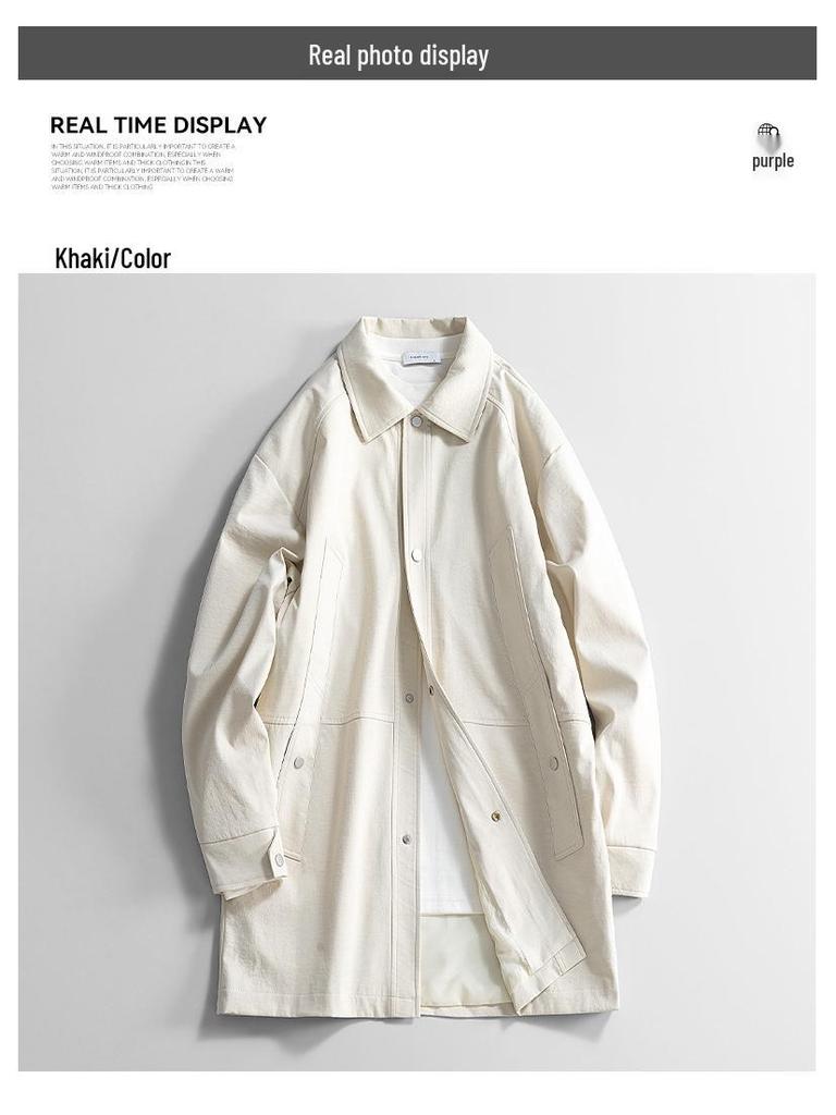 Men's Mid-Length Trench Coat - 2025 Spring/Autumn Casual Loose Jacket, Plus Size Available