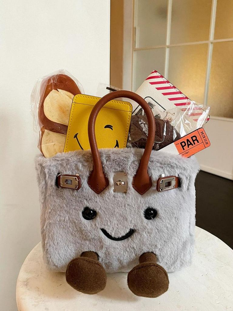 Roztomilá kreslená plyšová crossbody taška se smajlíkem a velkou kapacitou pro každodenní použití
