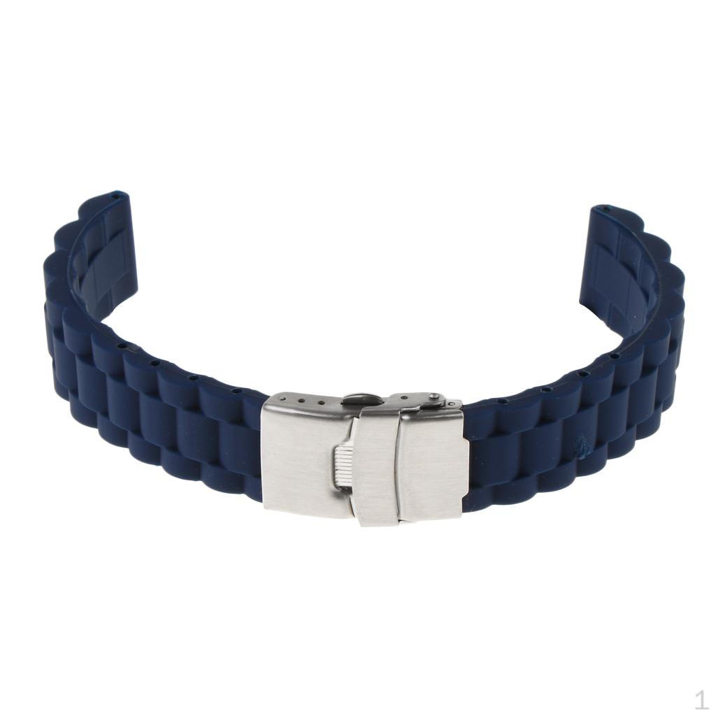 

Waterproof Silicone Watch Strap with Stainless Steel Folded Buckle Multi-Colors темно-синий
