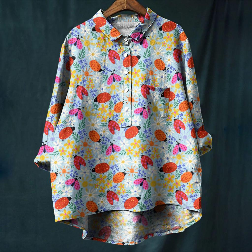 2025 European & American Casual Holiday Long-Sleeve Hawaiian Print Shirt
