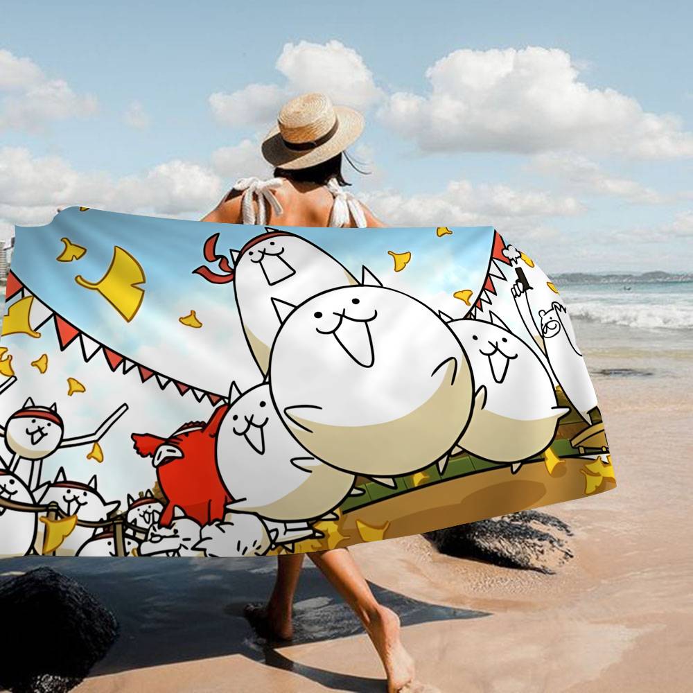 Battle Cats Anime Microfiber Beach Towel Absorbent Quick Dry Soft Yoga Swimming Resort Mountain Climbing Towel