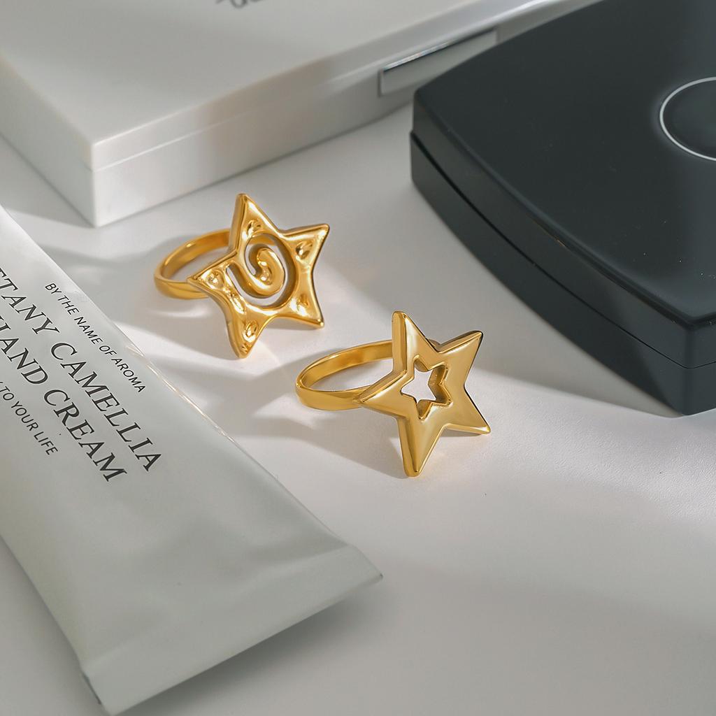  Stainless Steel Star Rings Set Hypoallergenic Spiral Minimalist Jewelry Mirror Polish Wedding Party Daily