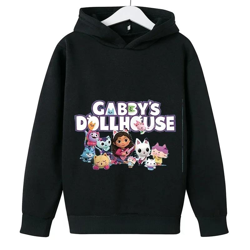 

2025 Новая детская толстовка с капюшоном Мультяшная толстовка с кошкой Гэбби Повседневная одежда для девочек Топ Кукольный домик Гэбби 120