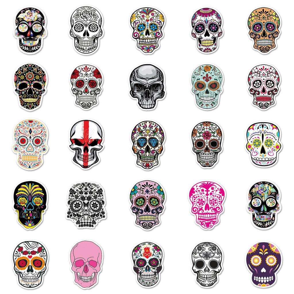 50 Totenkopf-Aufkleber: Horror DIY für Koffer, Handyhülle, Notizbuch, Halloween-Dekoration, Wasserdicht