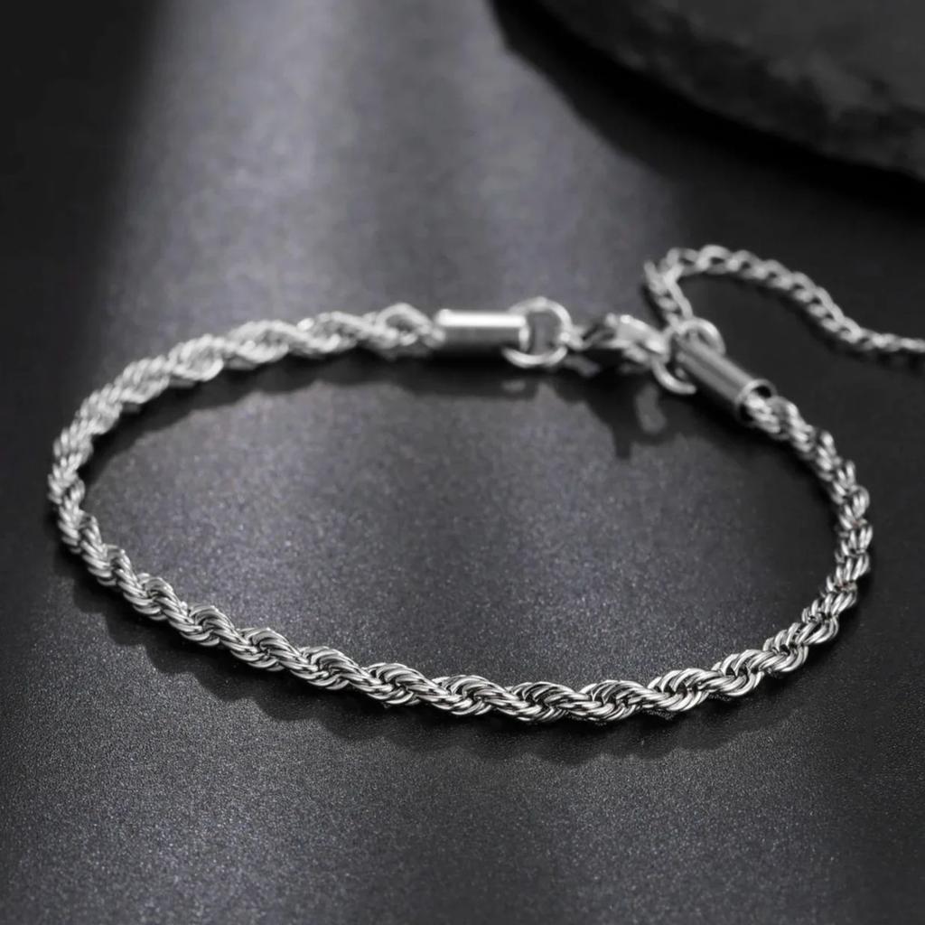 Figaro Beads Herringbone Chain Bracelet for Women Men Stainless Steel Wrist Jewelry Twist Box Rope Chains Waterproof Accessories