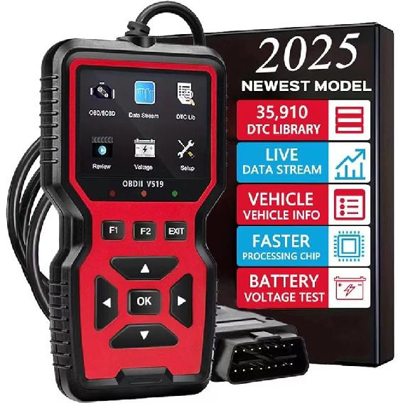 2025 New OBD2 Scanner Diagnostic Tool - Check Engine Light Code Reader With Reset, Battery Voltage Tester, Modes 6 & 8, Suitable For All OBD II