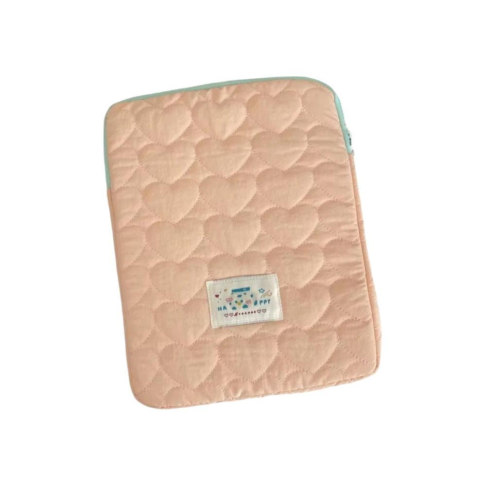 Love Plaid Laptop Storage Bag Quilted Tablet Sleeve Pouch Korean Style Computer Bag  For Women