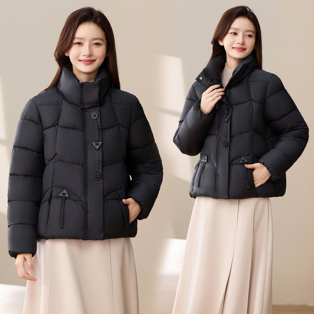 Cotton Jacket, Fashionable Stand Collar Cotton Jacket for Women, Short New Winter Small Bread Jacket Thick Jacket