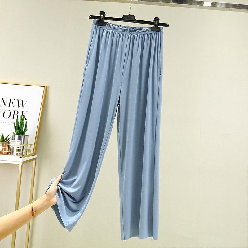 

Plus Size Ice Silk Wide-Leg High-Waisted Slimming Pants for Women - Summer Lightweight Loose Casual Pants 2XL 110-130 Jin