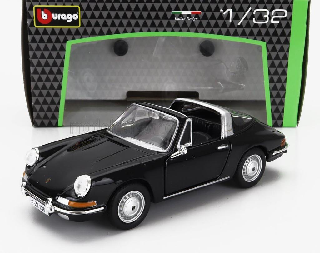 Burago Mini Car Porsche 911 Targa Convertible TARGA SPIDER 1967 1/32 (Black) [Item]