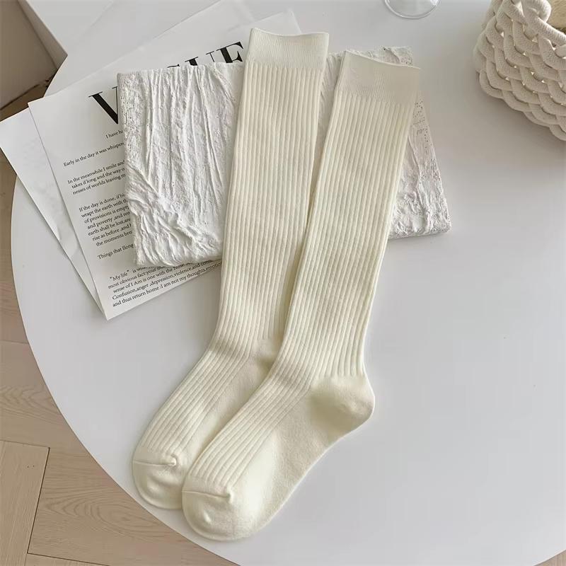Retro Damenstrümpfe Neue Mode Herbst Lässig Einfarbig Japanischer Stil Warme Socken für Frau Weiche Winter Kniestrümpfe Lang