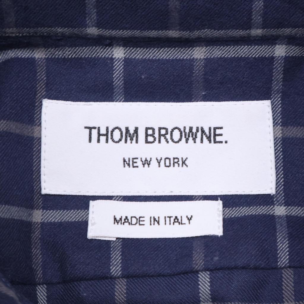 THOM BROWNE Tattersal Check Flannel Easy Fit Shirt tops 40 NavyUsed
