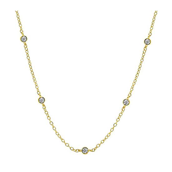 Women Necklace Rhinestone Decor Hollow Chain Lady Clavicle Necklace Daily Prom Party Commuting Neck Jewelry