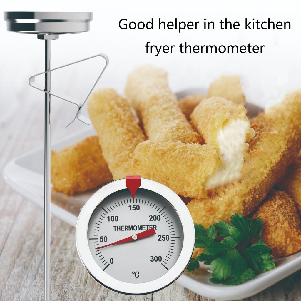 Meat Thermometer for Cooking Instant Read Long Stem Stainless Steel Kitchen Thermometer for Deep Frying Candy Turkey BBQ