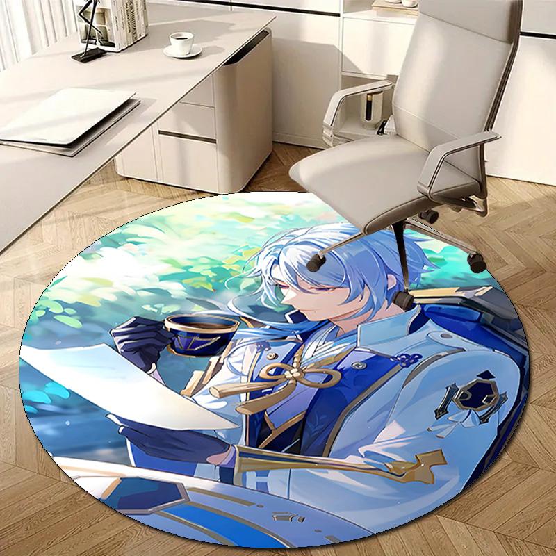 1pc Genshin Impact1 Design Printed Area Round Carpet for Bedroom Living Room Home Decor Rugs Mat Non Slip Mat Rug for Bedside