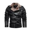 Vestes en simili cuir pour hommes veste bombardier à glissière doublée en polaire Moto Biker manteau court PU Moto Racer élégant automne hiver vêtements d'extérieur