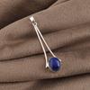 Natural Lapis Lazuli Gemstone 925 Sterling Silver Necklace Handcrafted Jewelry Women's Long Pendant 1.79" PP-69-32