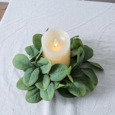 Kerze Ringe Eukalyptus Blätter Kranz Pastoralen Simulierte Schreibtisch Halter für
