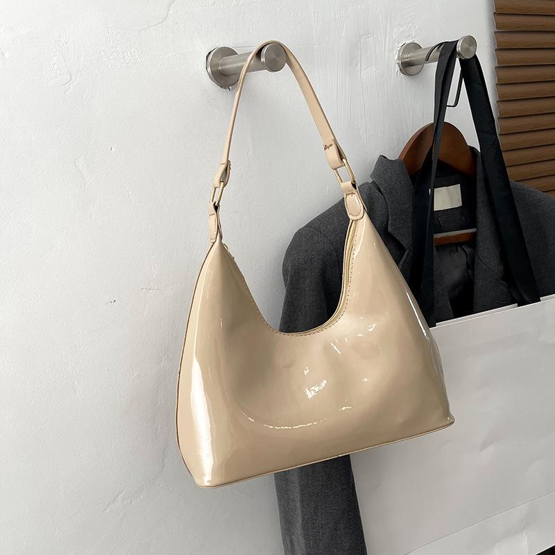 

Глянцевая сумка через плечо Модная сумка-мессенджер из искусственной ПУ кожи однотонная Сумка-кошелек Женская сумка через плечо Сумка-хобо Сумка-тоут AVE 26x8x21cm хаки