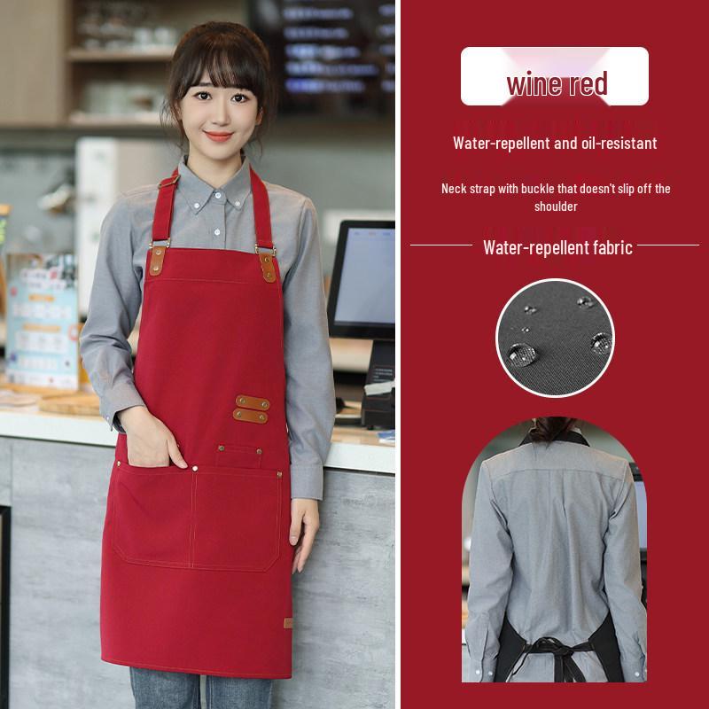 Men's Waterproof, Oil-Proof, Wear-Resistant Canvas Apron for BBQ & Catering