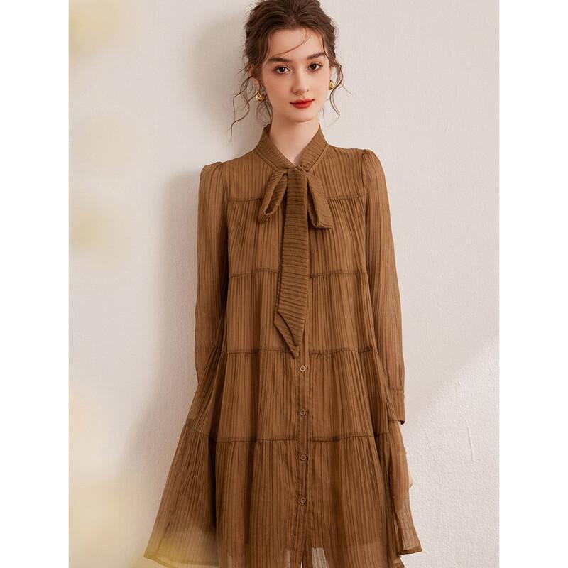 Women's Elegant Lyocell Blend Tie-Waist Midi Dress